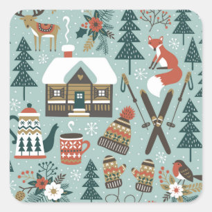 Pegatina Cuadrada Animales Forestales: Invernadero Sin Marea.