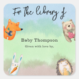 Pegatina Cuadrada Animales forestales - para la biblioteca de