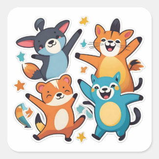 Pegatina Cuadrada Animales Guay