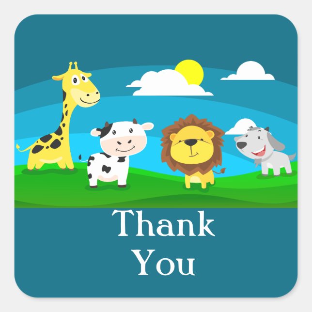 Pegatina Cuadrada animales personalizados (Anverso)