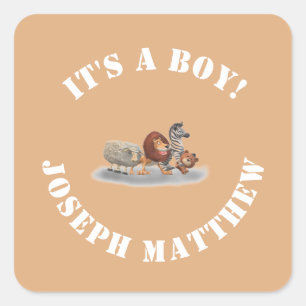 Pegatina Cuadrada Animales rellenos de felpa con tema