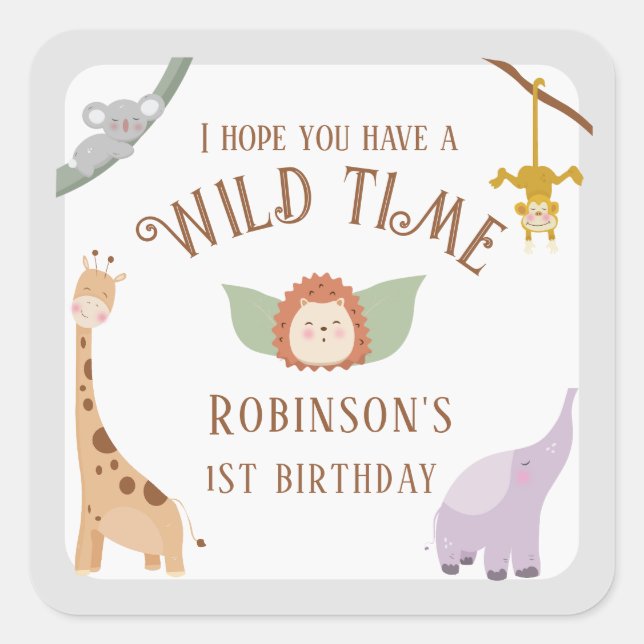 Pegatina Cuadrada Animales salvajes modernos y salvajes de un Safari (Anverso)