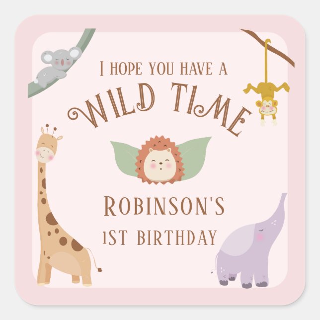 Pegatina Cuadrada Animales salvajes modernos y salvajes de un Safari (Anverso)