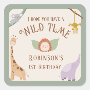 Pegatina Cuadrada Animales salvajes modernos y salvajes de un Safari