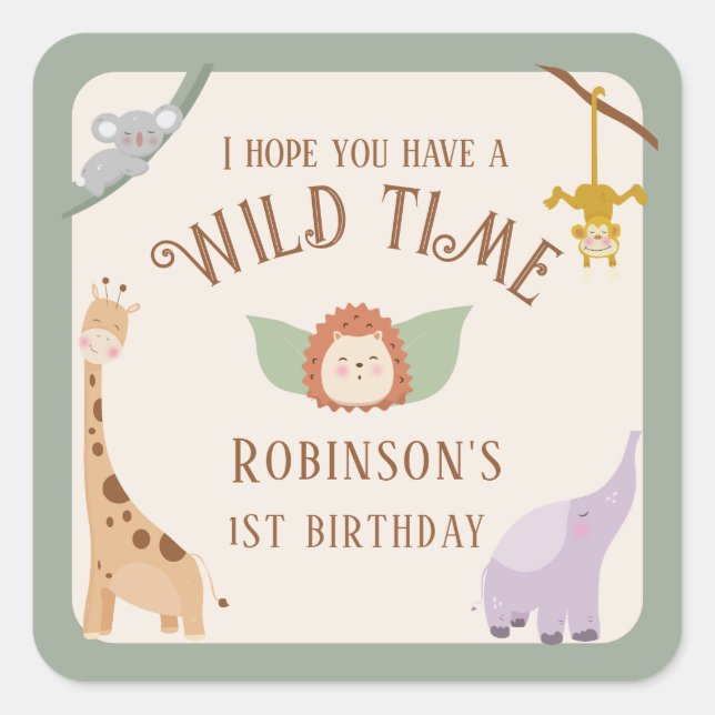 Pegatina Cuadrada Animales salvajes modernos y salvajes de un Safari (Anverso)