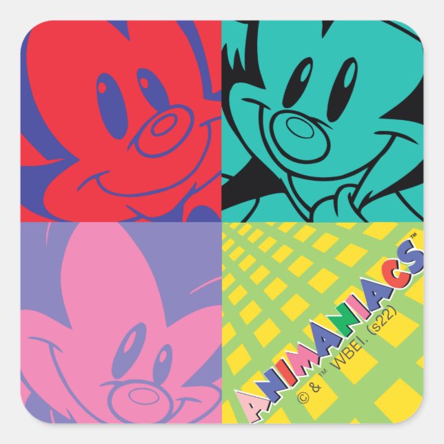 Pegatina Cuadrada Animaniacs | Gráfico de arte pop de Warner Sibling (Anverso)