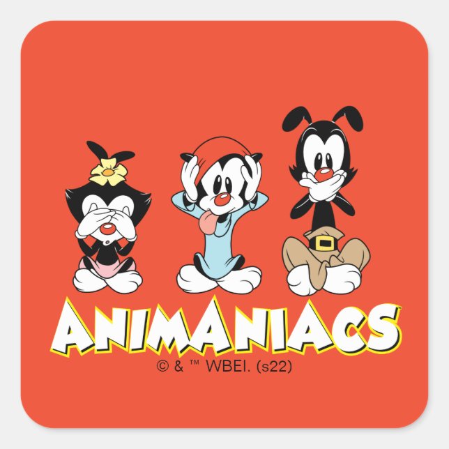 Pegatina Cuadrada Animaniacs | Warner Siblings "No Evil" Graphic (Anverso)