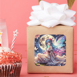 Pegatina Cuadrada Anime Chica Moon Fairy Princess in Garden