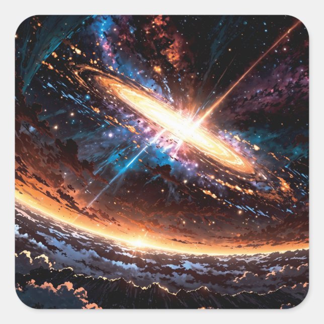 Pegatina Cuadrada Anime cosmic event (Anverso)