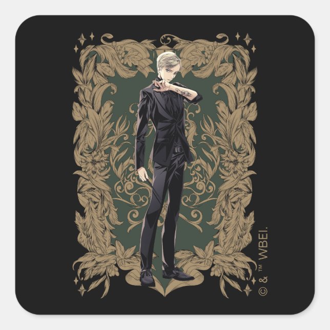 Pegatina Cuadrada Anime Draco Malfoy Ornate Frame (Anverso)