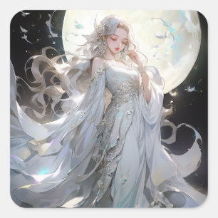 Pegatina Cuadrada Anime Moon Princess Fantasy Art