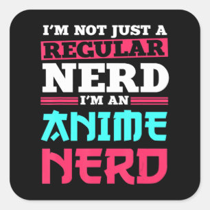 Pegatina Cuadrada Anime Nerd Clothing Manga Art Cosplay Otaku Gift
