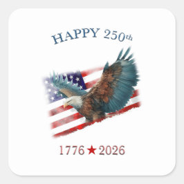Pegatina Cuadrada Aniversario 250 de América Patriótico 4 de Julio