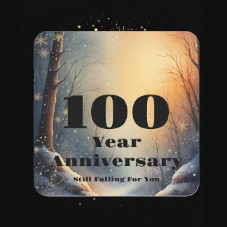 Pegatina Cuadrada Aniversario de 100 años Aún enamorándome Unión