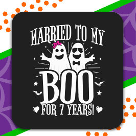 Pegatina Cuadrada Aniversario de bodas de octubre Divertido 7º Anive