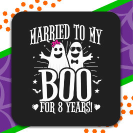 Pegatina Cuadrada Aniversario de bodas de octubre Divertido 8º Anive