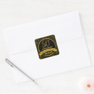 Pegatina Cuadrada Aniversario de Bodas de Oro 50º 