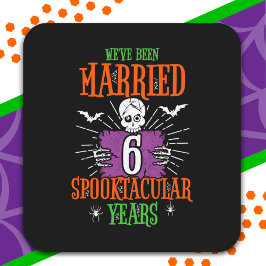 Pegatina Cuadrada Aniversario de bodas número 6 del Halloween Spookt
