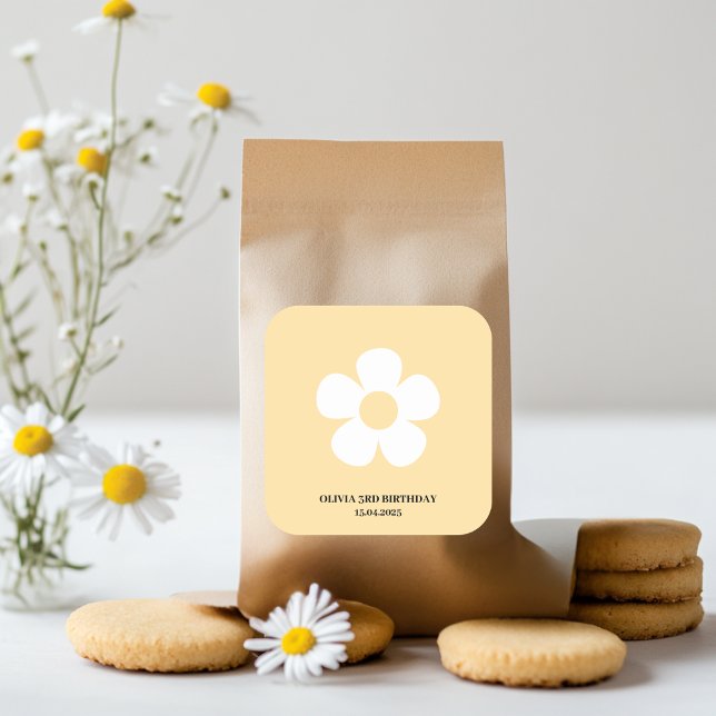 Pegatina Cuadrada Aniversario de la margarita amarilla | Elegante Fi (Subido por el creador)