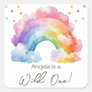 Pegatina Cuadrada Aniversario de la muerte de un niño arcoiris