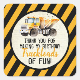 Pegatina Cuadrada Aniversario de la zona de construcción de camiones