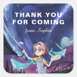 Pegatina Cuadrada Aniversario de los Juegos Reales Virtuales Gracias