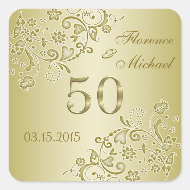 Pegatina Cuadrada Aniversario del 50° Aniversario de los torrenciale (Anverso)