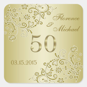Pegatina Cuadrada Aniversario del 50° Aniversario de los torrenciale