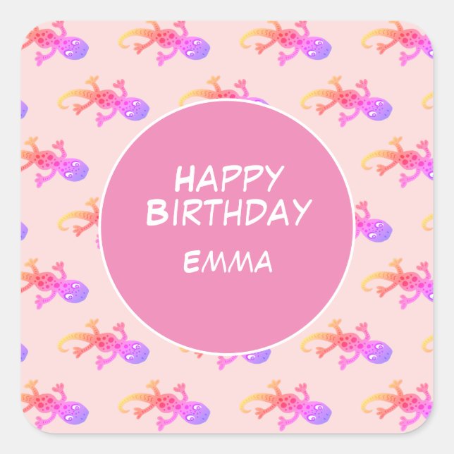 Pegatina Cuadrada Aniversario del nacimiento de los niños Personaliz (Anverso)