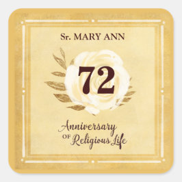 Pegatina Cuadrada Aniversario del personalizable de la monja de la v