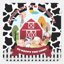 Pegatina Cuadrada Aniversario del tema de la granja