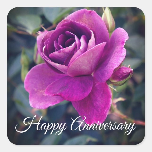 Pegatina Cuadrada Aniversario feliz Borgoña Iceberg #2 Pegatinas (Anverso)