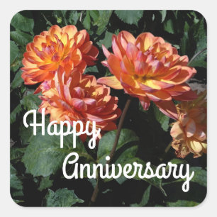 Pegatina Cuadrada Aniversario feliz Dahlia Pam Howden #1 Pegatinas