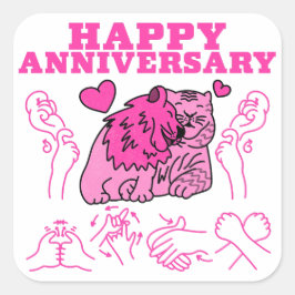 Pegatina Cuadrada Aniversario feliz - Diseño ASL