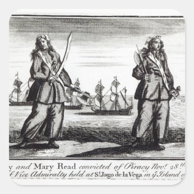 Pegatina Cuadrada Ann Bonny y Mary (Anverso)