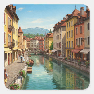 Pegatina Cuadrada Annecy France