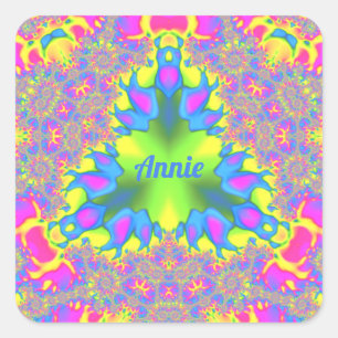 Pegatina Cuadrada ANNIE ~ Tonos Amarillo, Verde, Rosa, Azul ~ Cuadra