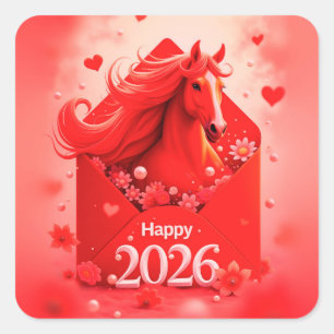 Pegatina Cuadrada Año del caballo 2026