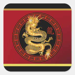 Pegatina Cuadrada Año del dragón en China