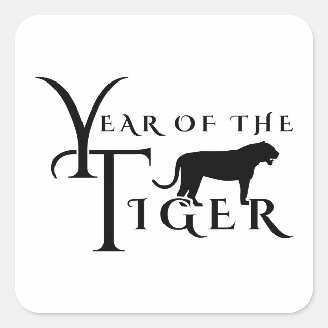 Pegatina Cuadrada Año del tigre (Anverso)