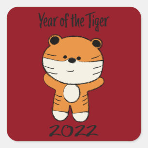 Pegatina Cuadrada Año del tigre 2022