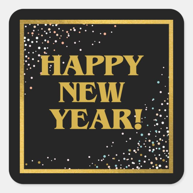 Pegatina Cuadrada Año Nuevo (Anverso)