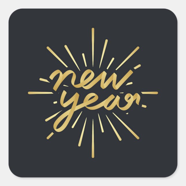 Pegatina Cuadrada Año Nuevo (Anverso)