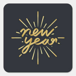 Pegatina Cuadrada Año Nuevo