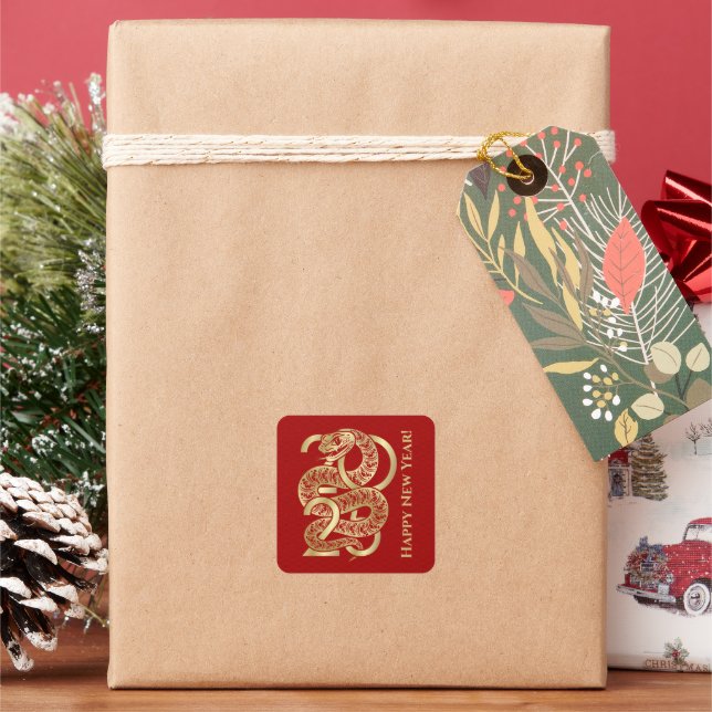 Pegatina Cuadrada Año nuevo chino de la serpiente 2025 (Vacaciones)