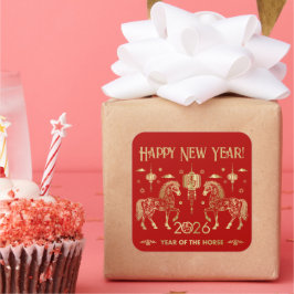 Pegatina Cuadrada Año Nuevo Chino del Caballo 2026
