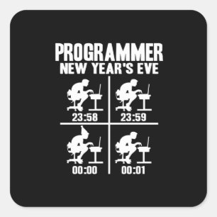 Pegatina Cuadrada Año Nuevo del programador