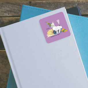 Pegatina Cuadrada Año Nuevo Eve Cat Funny