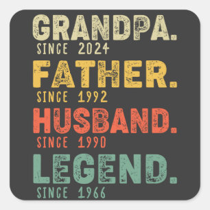 Pegatina Cuadrada Año personalizado Abuelo Padre Hermano Leyenda