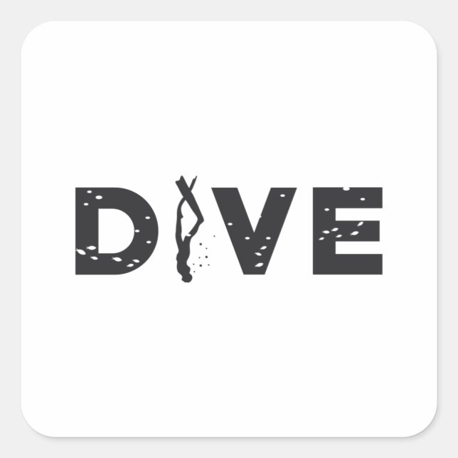 Pegatina Cuadrada Anoe libre de buceo libre del océano (Anverso)